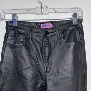 Black flare leather pants